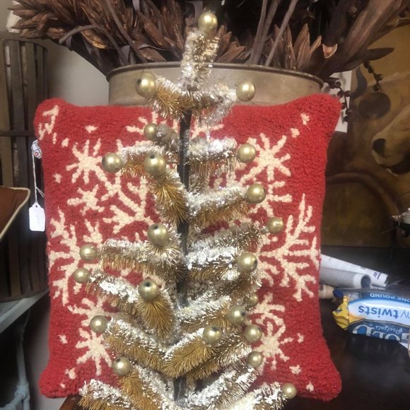 Holiday Gold Tinsel Christmas Tree With Flocking Poshmark